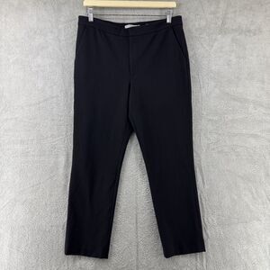 Vince Pants Womens 12 Black Ponte Stretch Mid Rise Straight Leg Pockets Zip